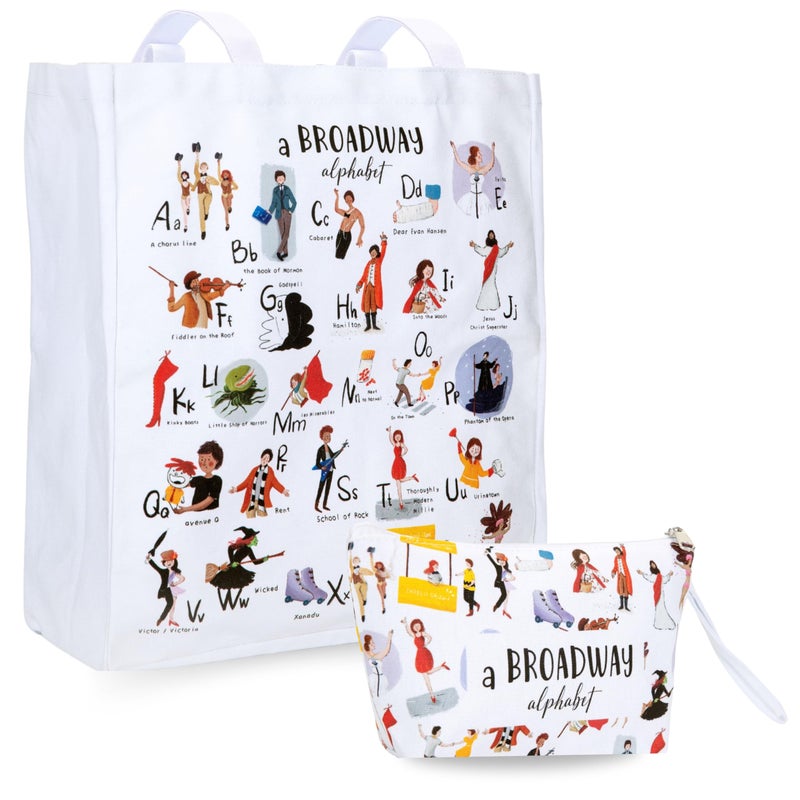 UTOPISH Broadway Tote Bag and Cosmetic Bag Set  Gifts for Musical Theatre Lovers  26 Unique Designs for Broadway Musical Gifts